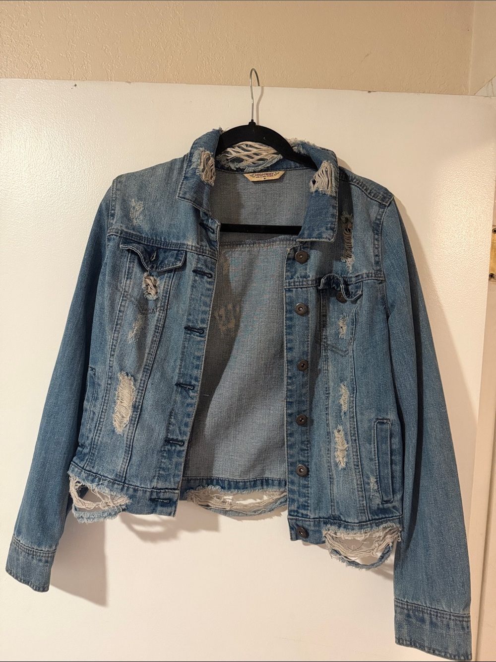 Distressed Light Blue Denim Jacket - Women